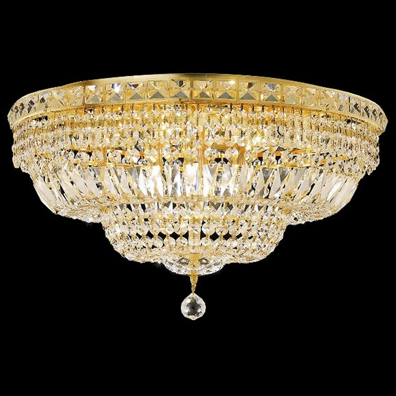 High Quality Golden Luxury K9 Crystal Custom Rain Drop Lighting Designer Iron Bedroom Factory Ceiling Light for Living Room