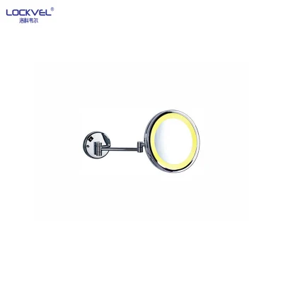 Specchio da parete rotondo su 2 lati Floding Specchio da bagno Specchio da trucco a LED Specchio da bagno Specchio da bagno cosmetico in ottone a doppia faccia LED